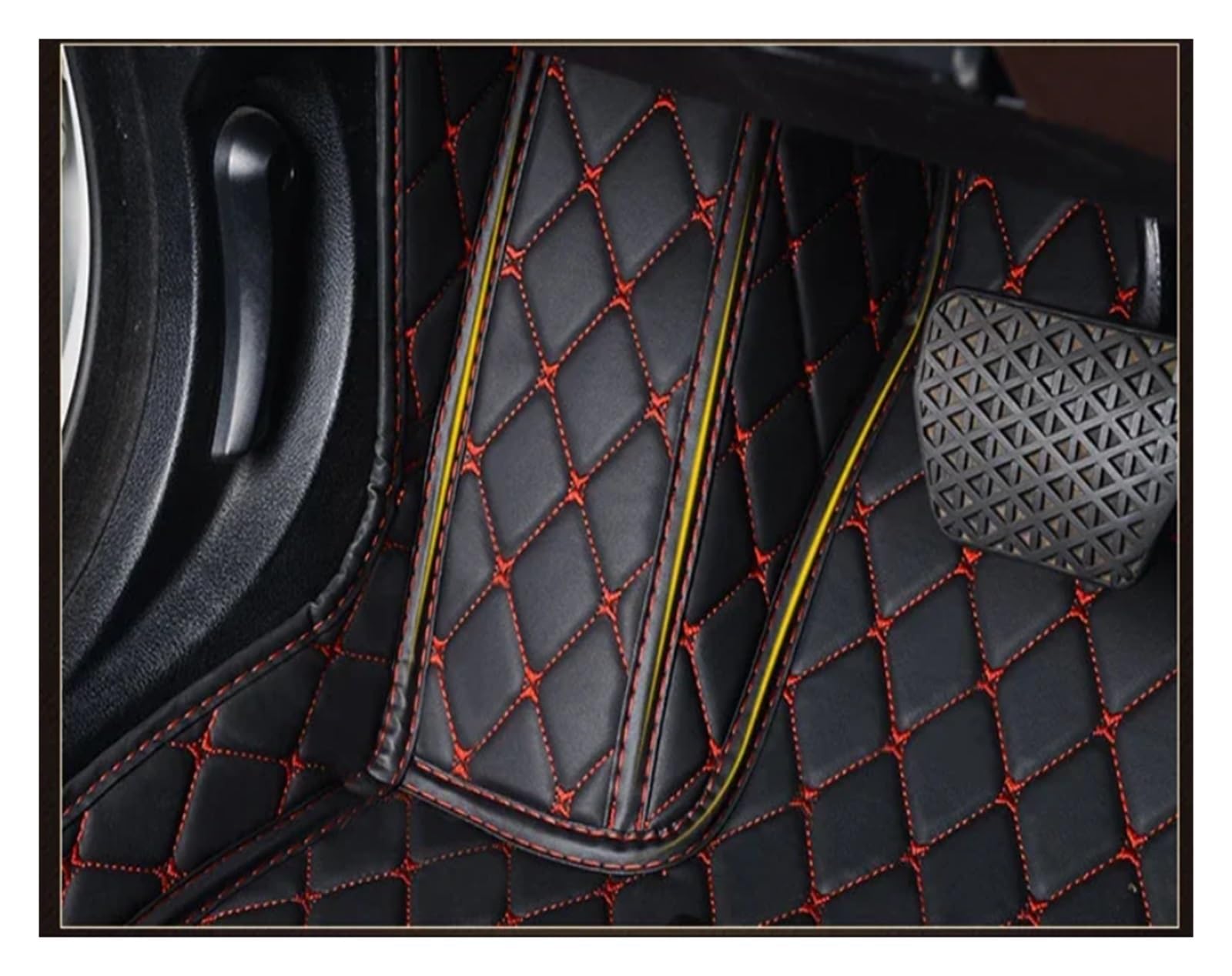 Tapisets de Voiture Tapis Sol Intérieur Voiture en Cuir Imperméable, pour Ford pour F150 4 Portes 2011 2012 2013 2014 2015 2016 2017 2018 2021(3 pc Black Yellow)