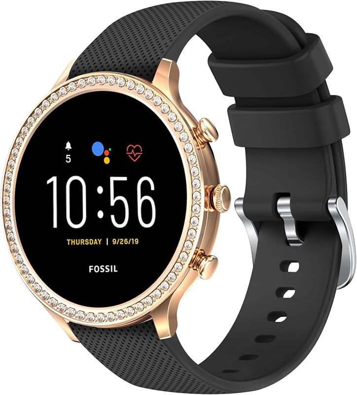18mm Quick Release Watch Band Compatible with Fossil Gen 6 42mm / Gen 5E 42mm, Silicone Wrist Straps for Women's Fossil Smartwatch