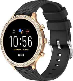 18mm Quick Release Watch Band Compatible with Fossil Gen 6 42mm / Gen 5E 42mm, Silicone Wrist Straps for Women's Fossil Smartwatch