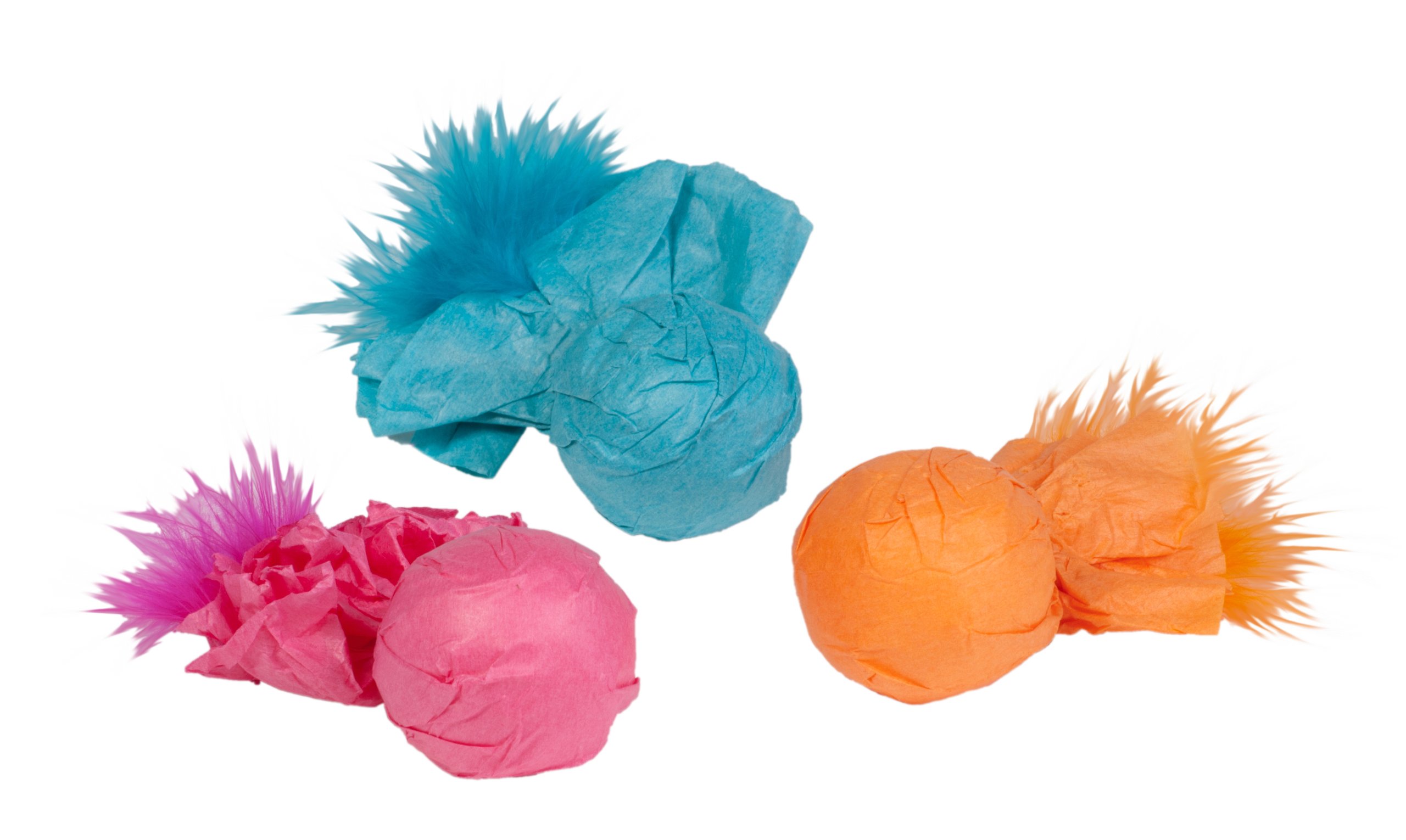 Boss Pet Chomper Kylie's Brites 3-Piece Paper Ball Rattlers Toy with Feather for Pets