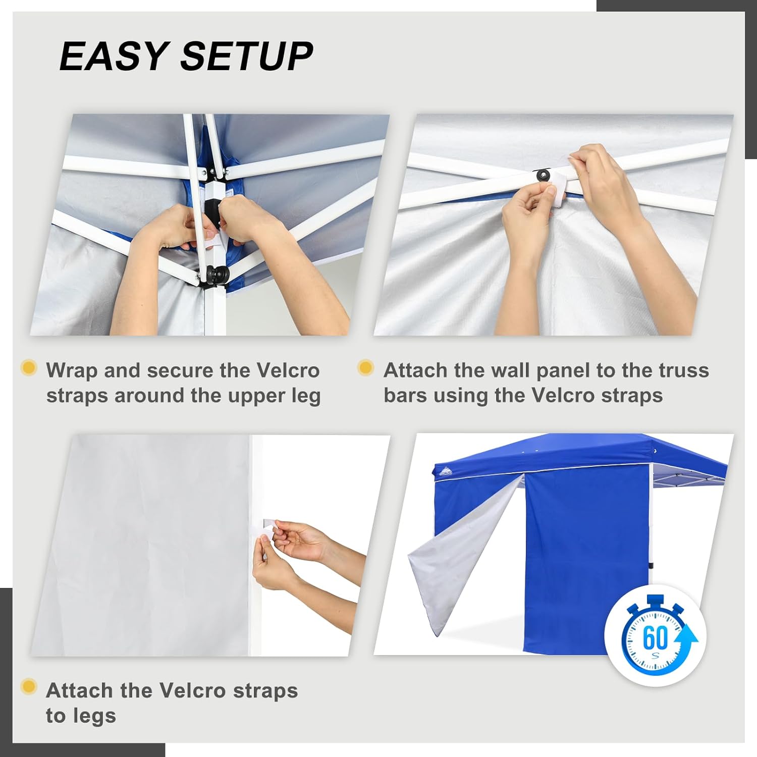 EAGLE PEAK Entry Wall Panel with Zipper for 10x10 Straight Leg Canopy only, 1 Sidewall, Blue