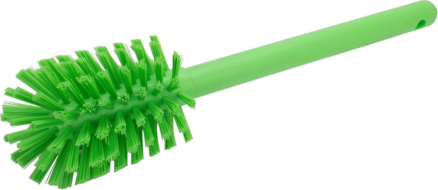 SPARTA 12 Inch Bottle Brush with Polyester Bristles and Plastic Handle, Color Coded, Large Round Head Cleaner for Bottles Jars and Food Service Equipment, Lime