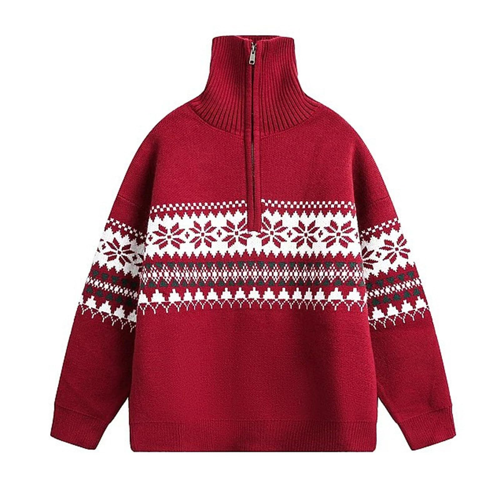 Generisch Maglione natalizio da uomo a mezza zip, divertente maglione natalizio da uomo, maglione invernale