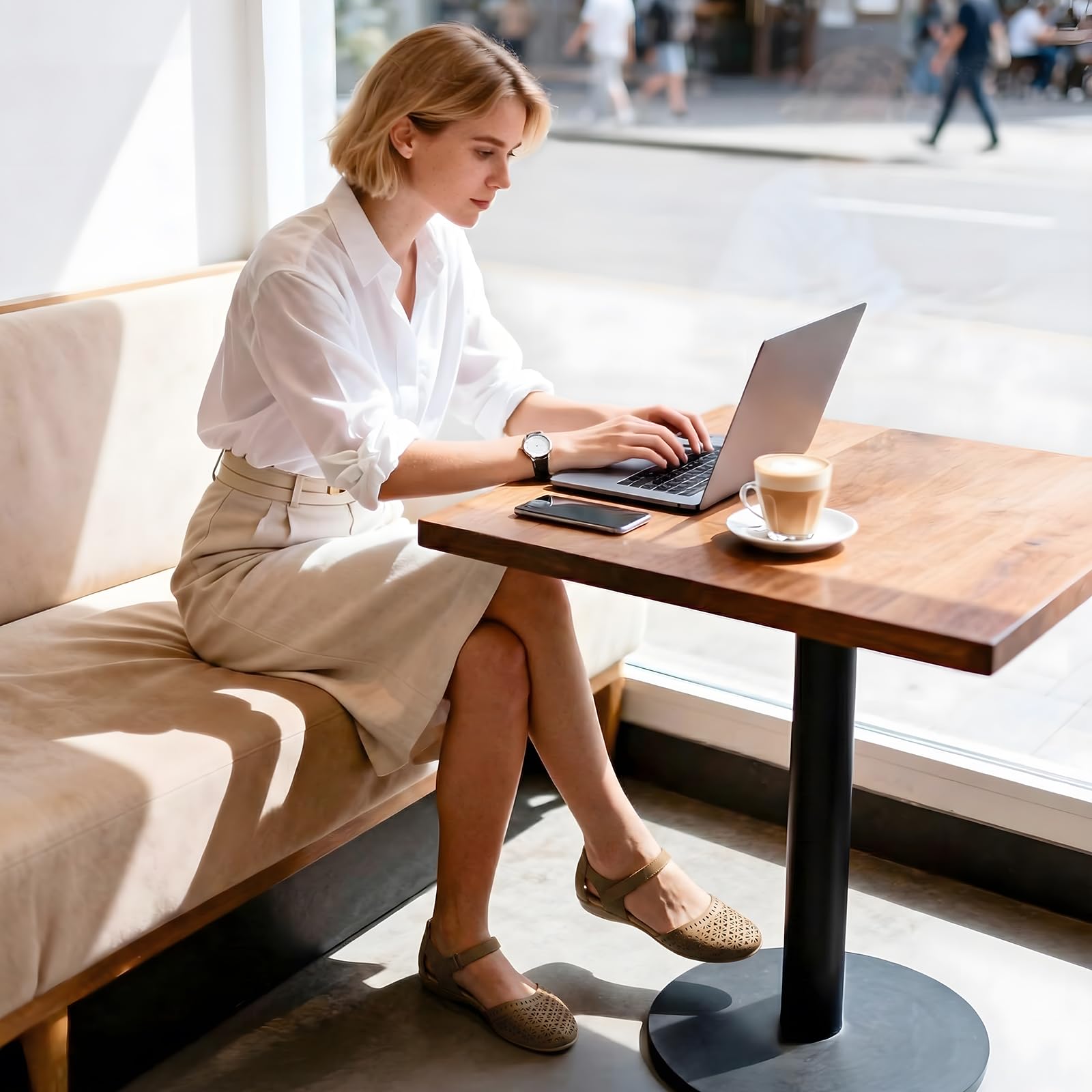 Rihero Summer Casual Closed Toe Sandals Women Comfortable Footbed Arch Support Flat Sandals with Adjustable Strap - 3