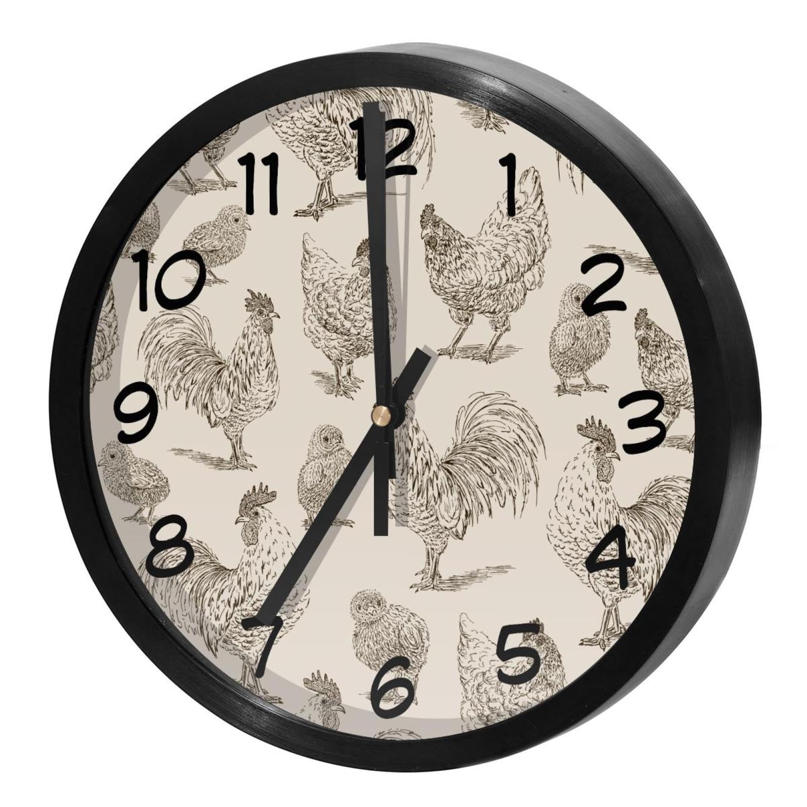 Horloge murale silencieuse à quartz fonctionne avec piles pour décoration murale ronde