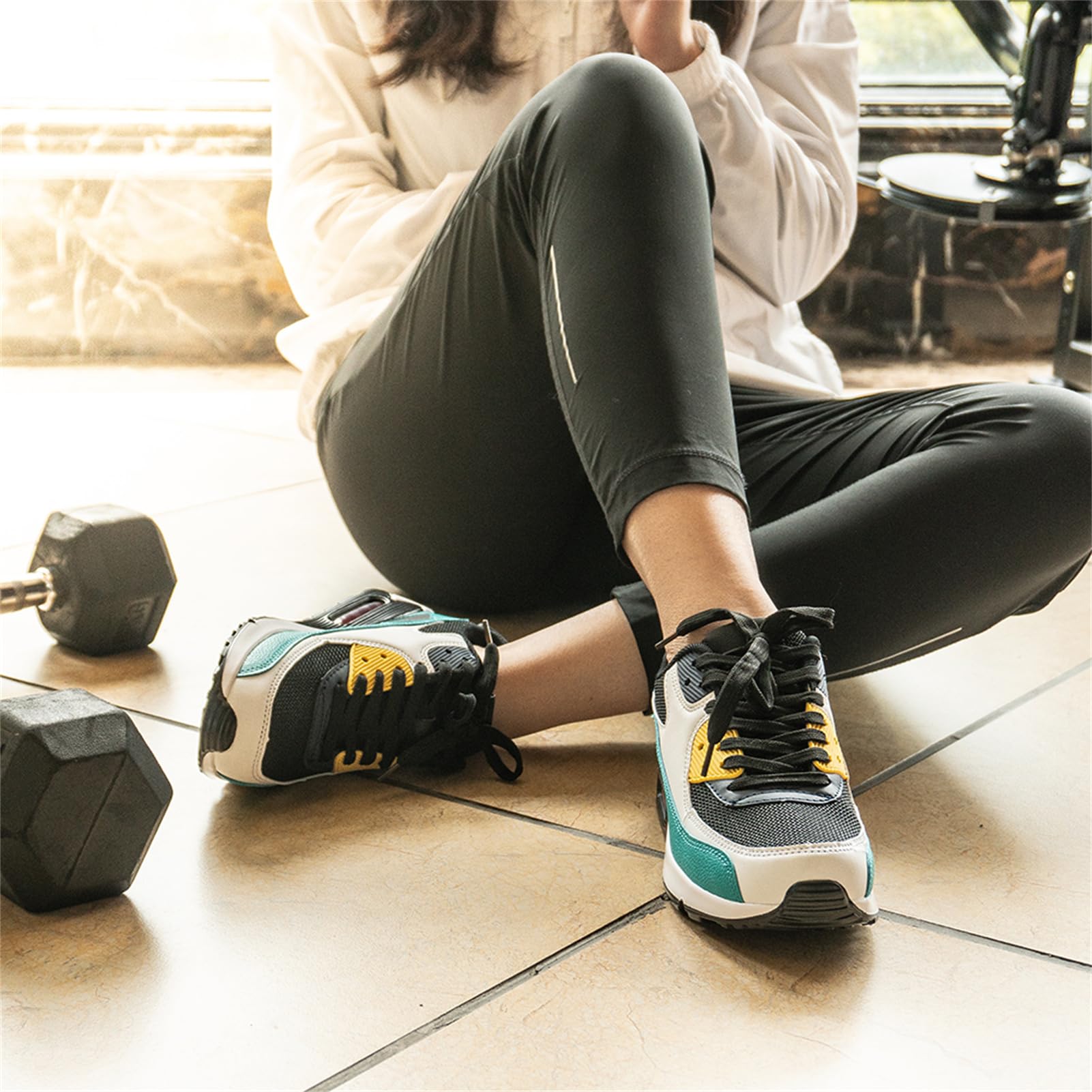 Hitmars Scarpe Running Uomo Donna Donna Ginnastica Sneaker Leggere Traspirante Outdoor Sportive Calzature da Corsa Pallavolo Tennis Nero Verde Bianco Rosa Giallo EU36-EU47