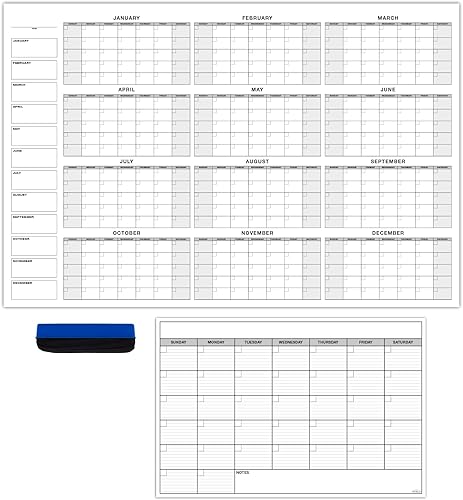 Miniatura 1 de Global Printed Products Agenda gigante anual de 40 x 60 pulgadas y 24 x 36 pulgadas, grande mensual de borrado en seco, para oficina, aula, hogar,