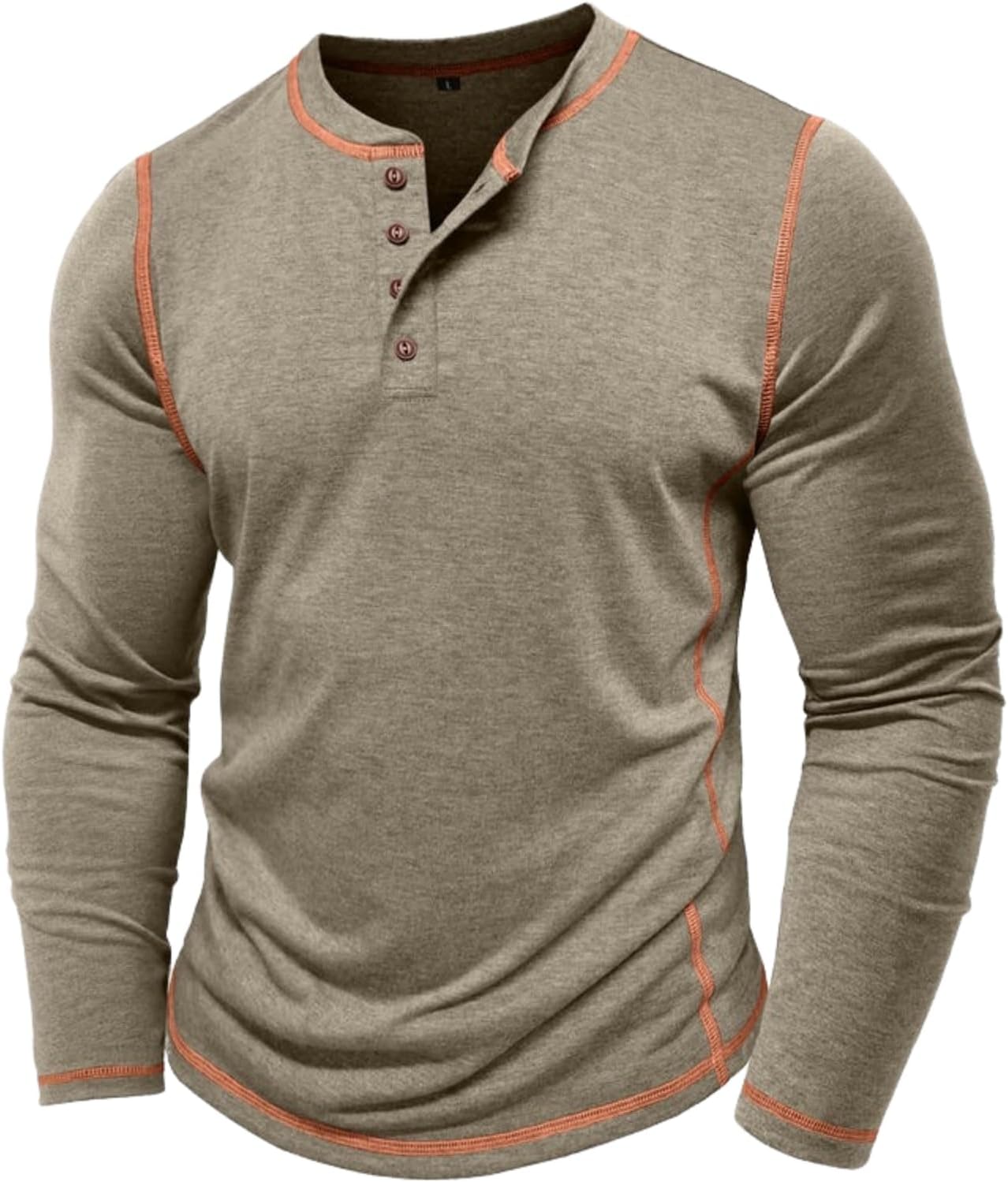 Mens Shirts Long Sleeve Casual Classic Henley Cotton T-Shirts Lightweight Button Tee Shirts - Image 2