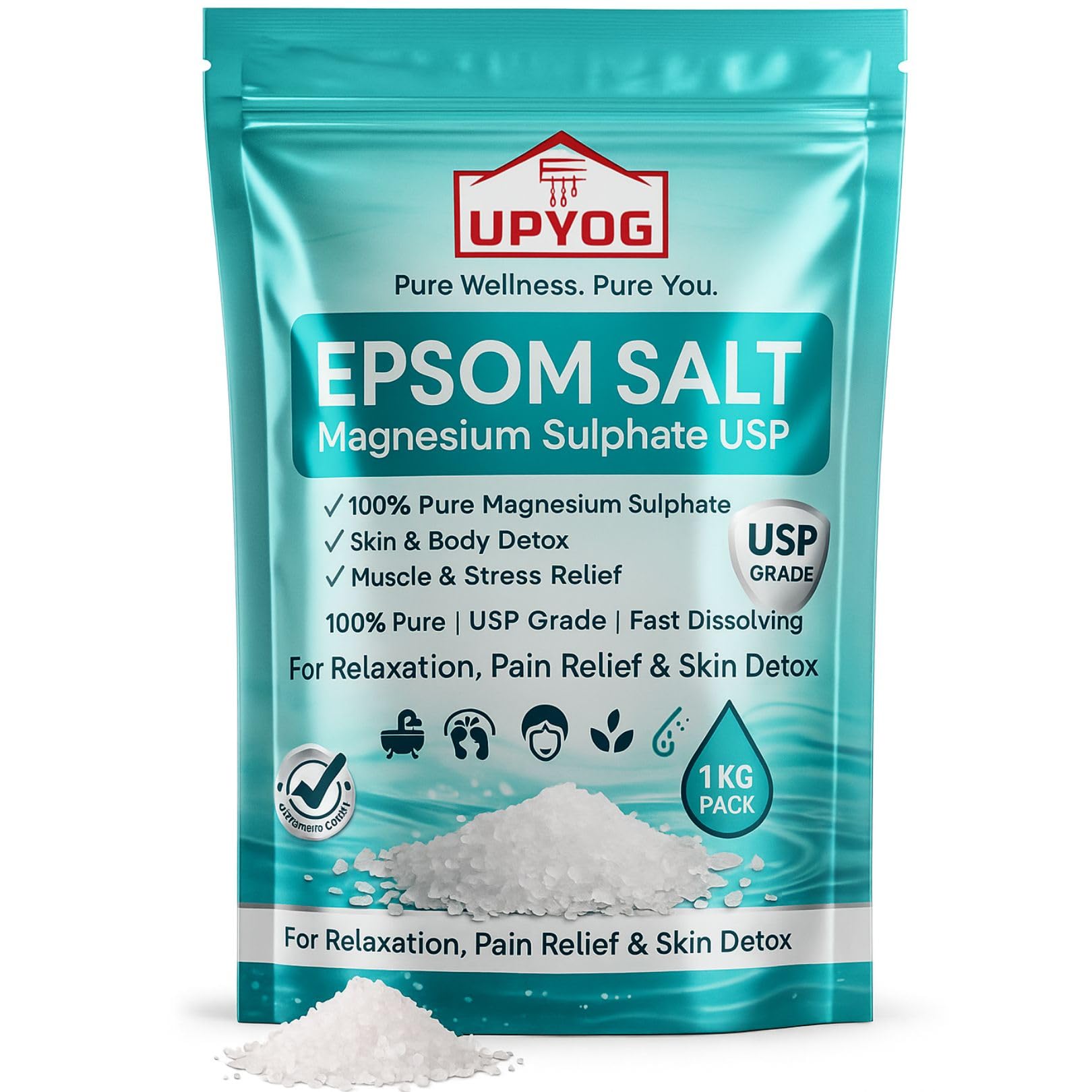 Epsom Salt Ancient Minerals Magnesium Bath Flakes | Natural Alternative to Epsom Salt | Pure Magnesium Sulphate Crystals for Relaxation, Stress Relief & Muscle Recovery | 1 kg Pack-image-2
