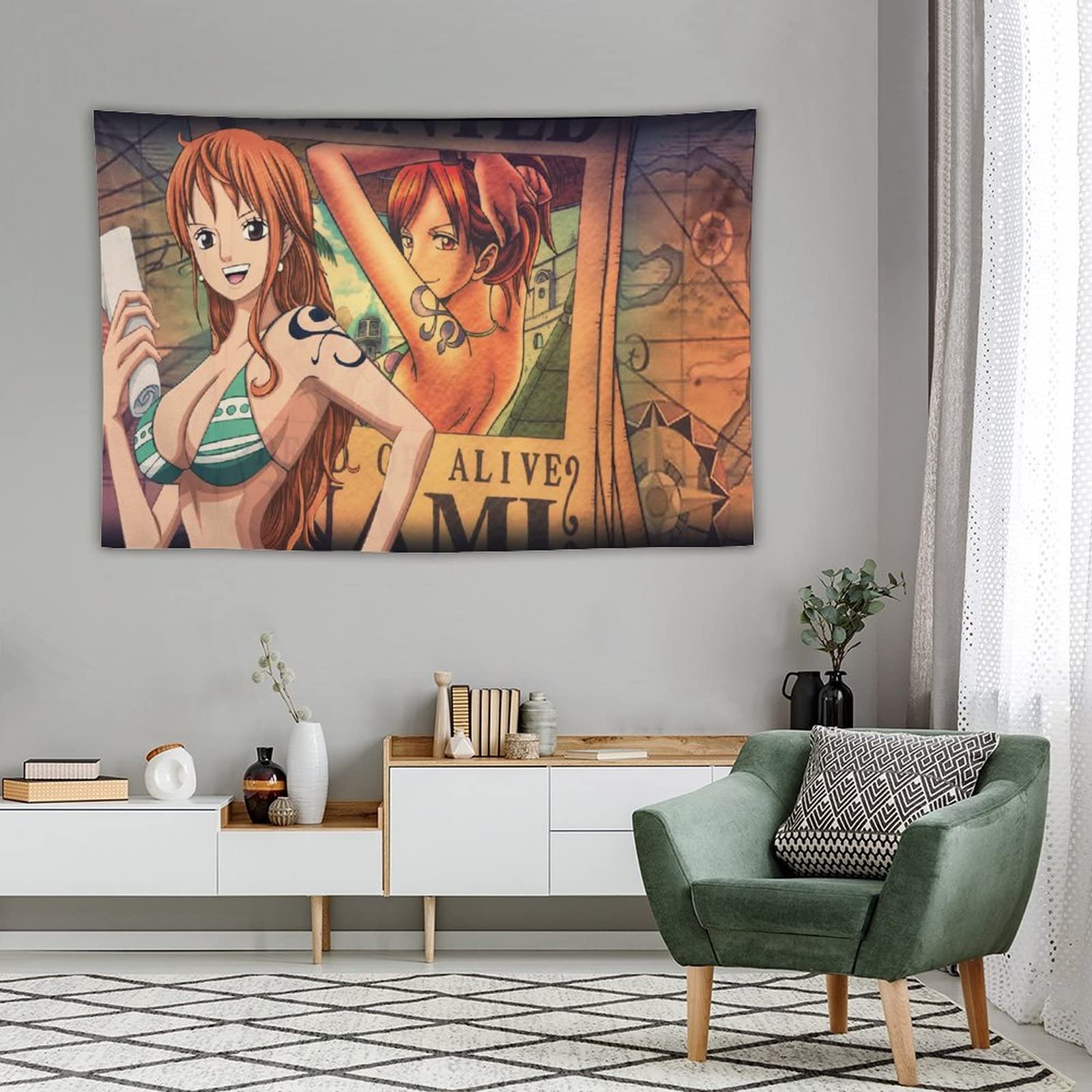 ワンピース壁掛け　タペストリー　暖簾　プレミア Amazon.co.jp: ワンピース ナミ (7)タペストリー 壁掛け 毛布 壁