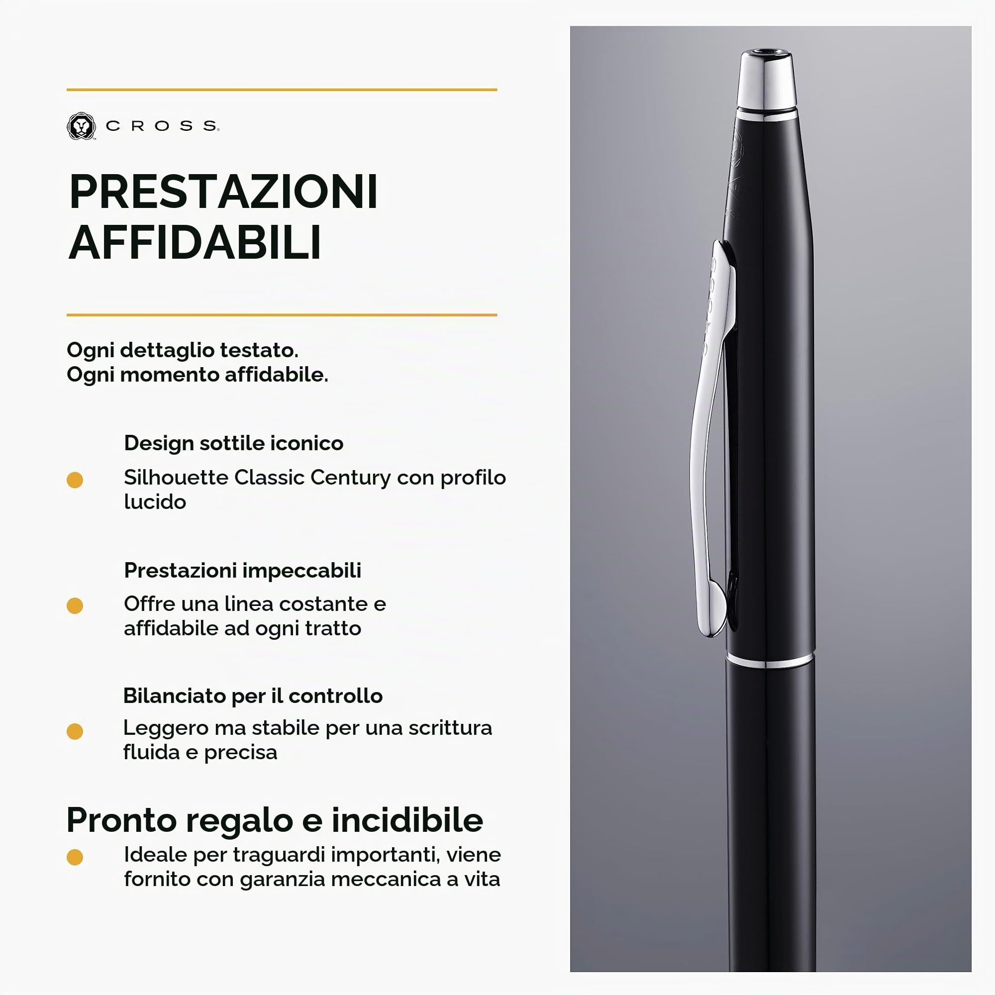A. T. Cross Roller Ball Classic Century Nero Vernice in confezione regalo