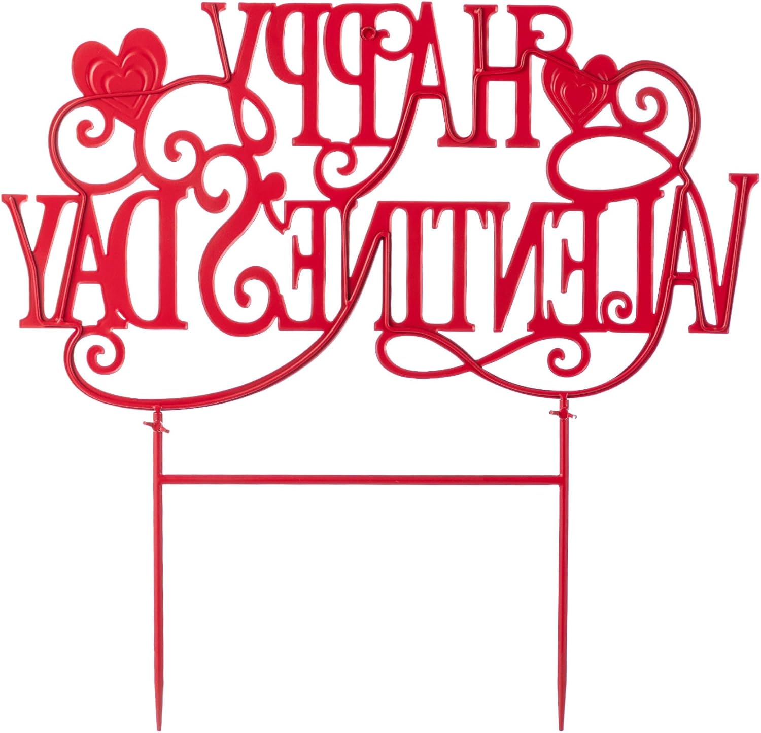Glitzhome 23.25"H Metal "HAPPY VALENTINE'S DAY" Yard Stake, Metal Valentine's Day Letters Decorative Garden Stakes,Valentines Day Decorations Outdoor for Home Lawn Porch Anniversary Wedding