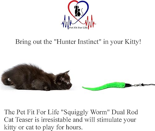 Miniatura 2 de Pet Fit For Life Teaser y ejercitador de gusanos de 5 piezas para gatos y gatitos varita interactiva para gatos