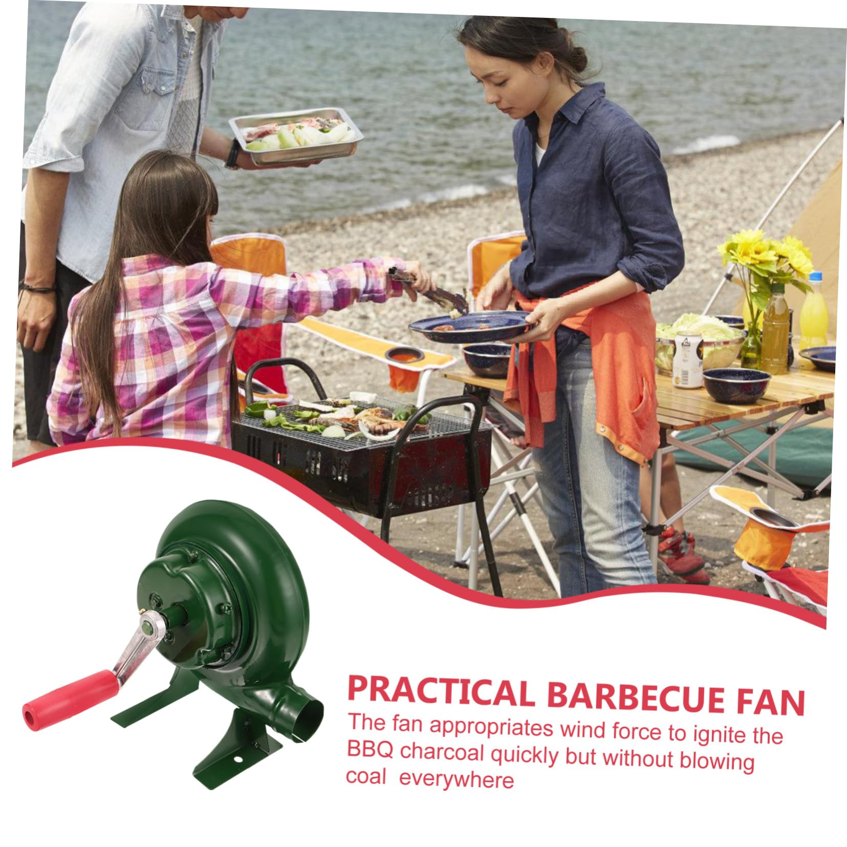 Soffietto Manuale per Barbecue in Ferro Portatile per Stufa Esterno Accessorio per Fuoco Campeggio e Giardino
