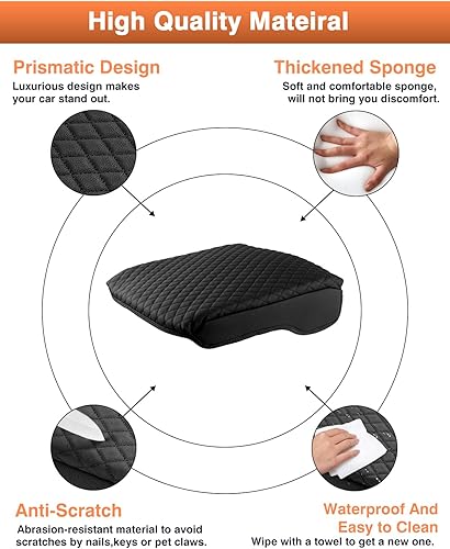 Miniatura 7 de Shademax - Cubierta antirayones para consola central hecha de piel sintética y con cojín amortiguador; cubierta accesoria para reposabrazos en color