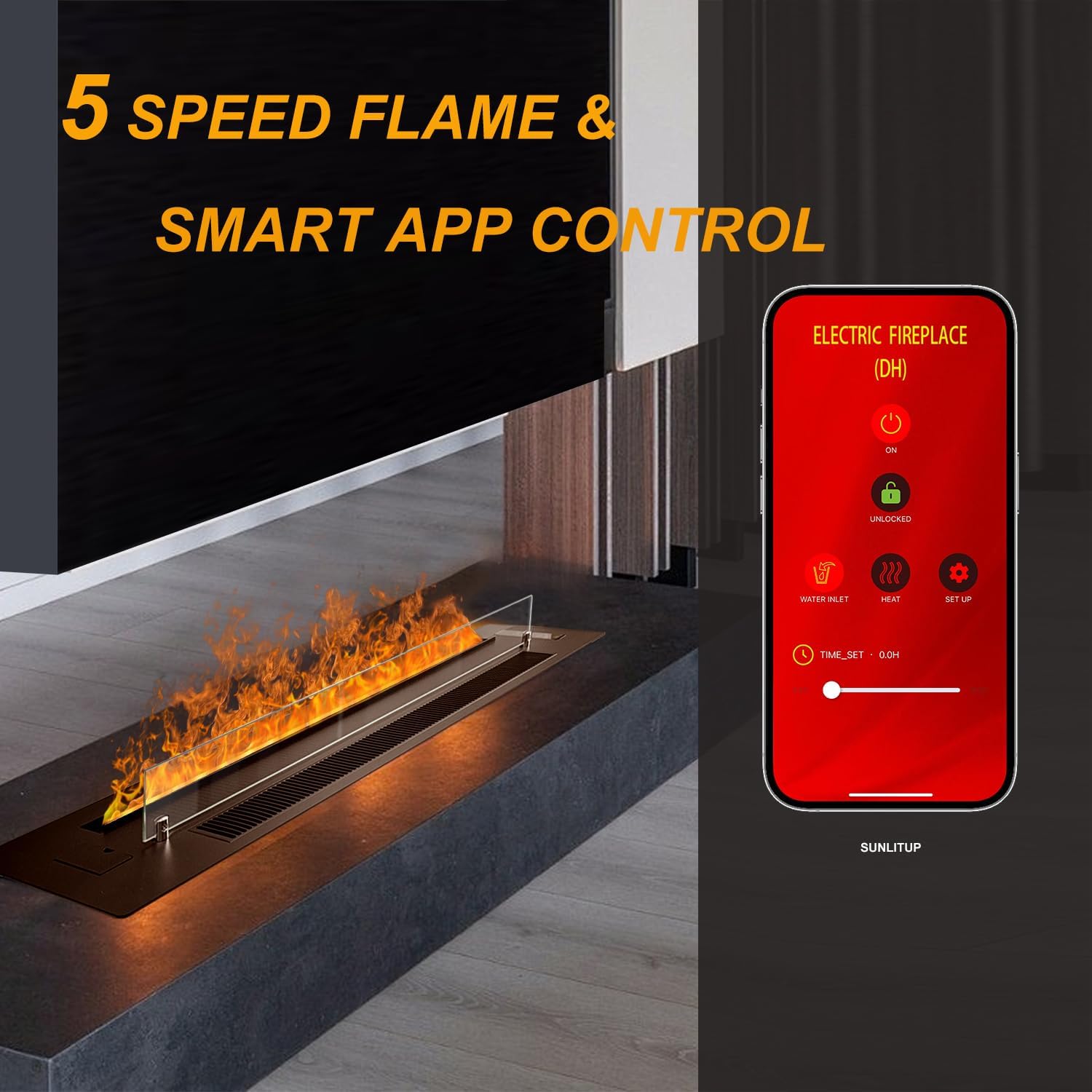 Water Vapor Fireplace with Heater 700/1300W, Realistic Flame Mist Fireplace, Remote Control, Electric Fireplace Humidifier for Home Decor 39.5"