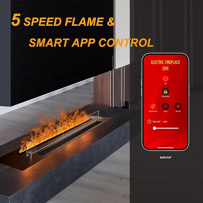 Chimenea Eléctrica de Vapor con Calefactor 700/1300W Control Remoto 47.3 pulgadas miniatura 3