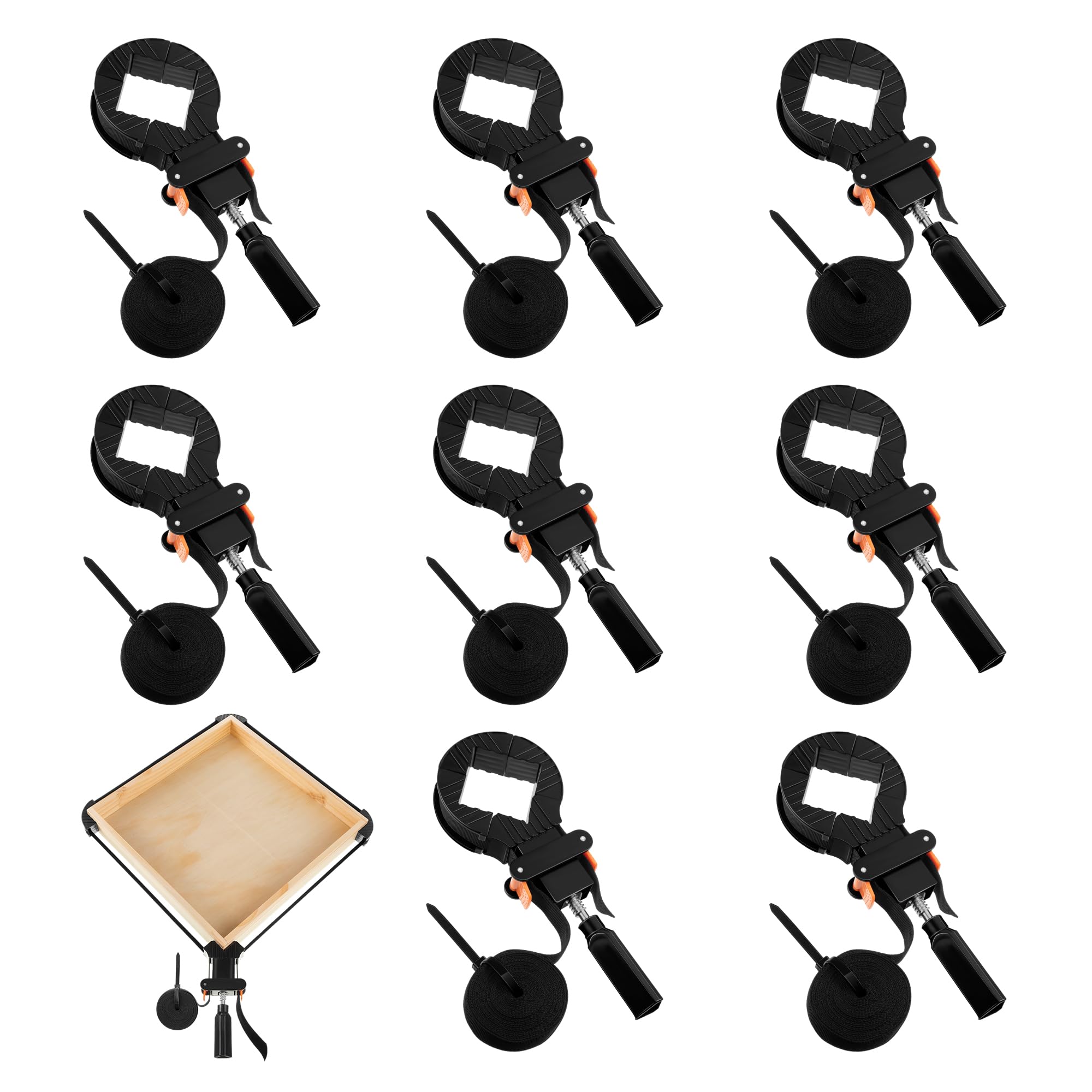 8 Pcs Band Clamp, 13FT Strap Clamps for Woodworking with 4 Corner Claws