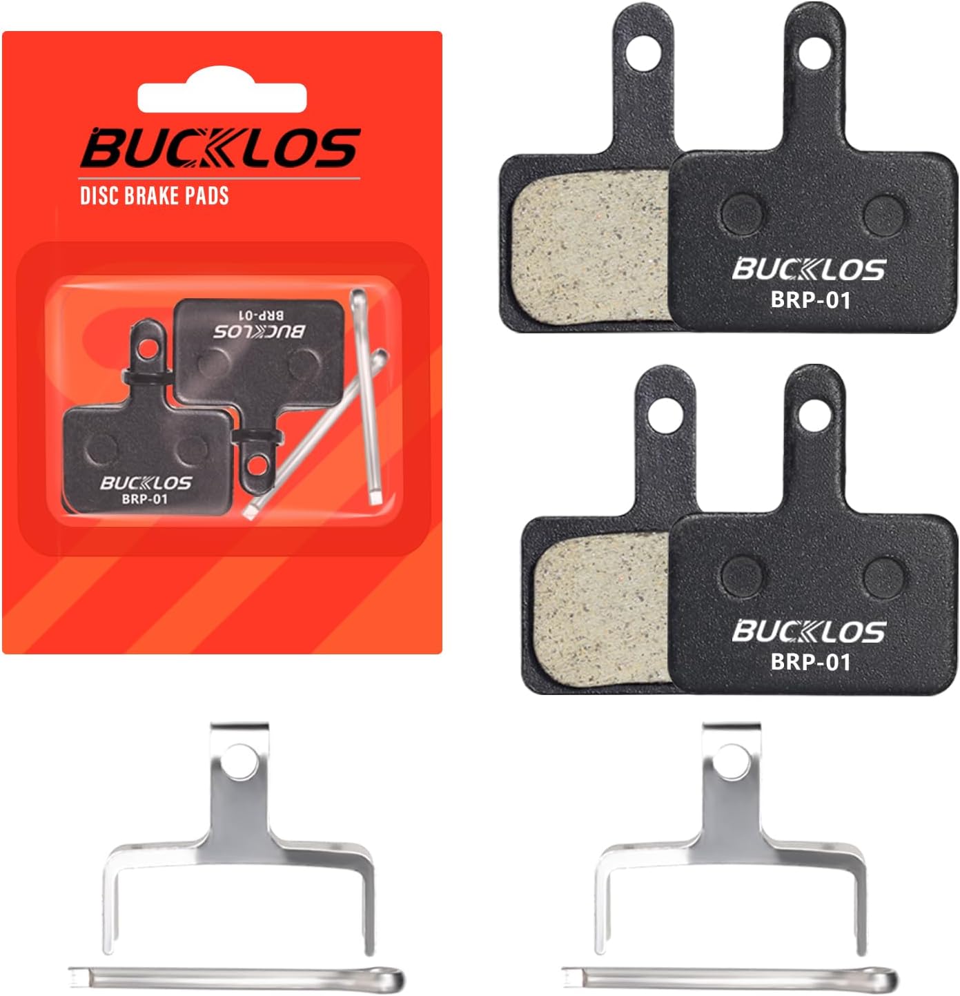 BUCKLOS MTB Dual Piston Line Pulling BrakesAluminum Alloy Calipers Front +Rear with Mountain Bike Mechanical Disc Brake Caliperwith Adapter and 2 Pair Resin Bike Disc Brake Pads for TRP Tektro Shimano