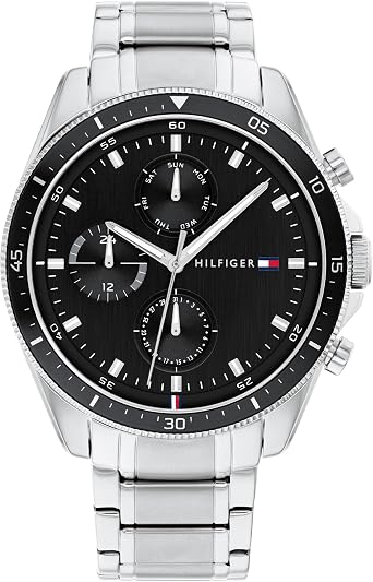 Tommy Hilfiger Analogue Multifunction Quartz Watch for Men with Silver Stainless Steel or Leather Bracelet