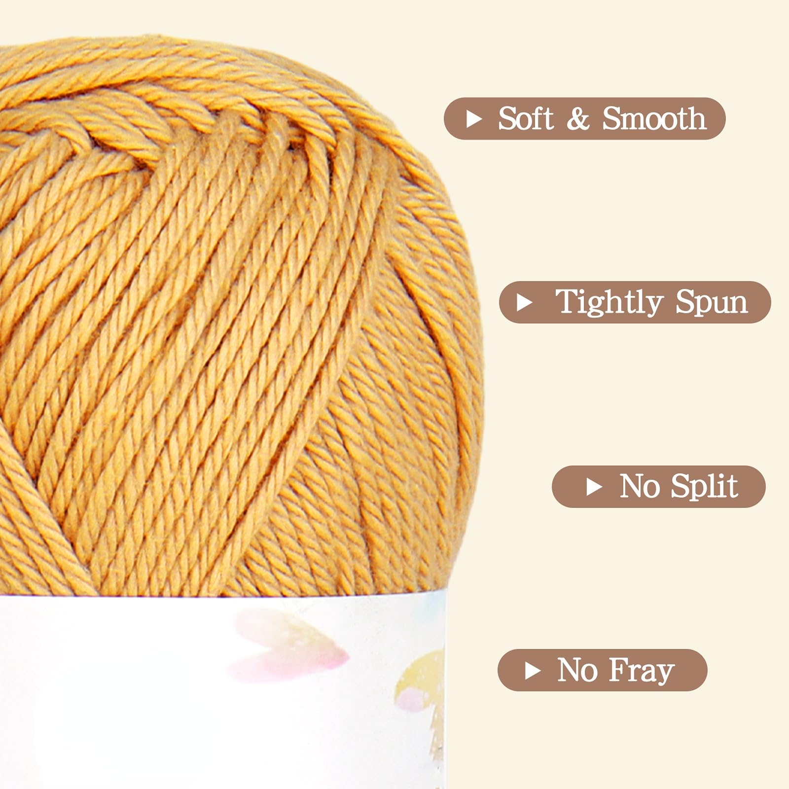 Reessy 100% Cotton Yarn for Crochet and Knitting 6 Skeins (50g Each, 300g Total) - Image 2