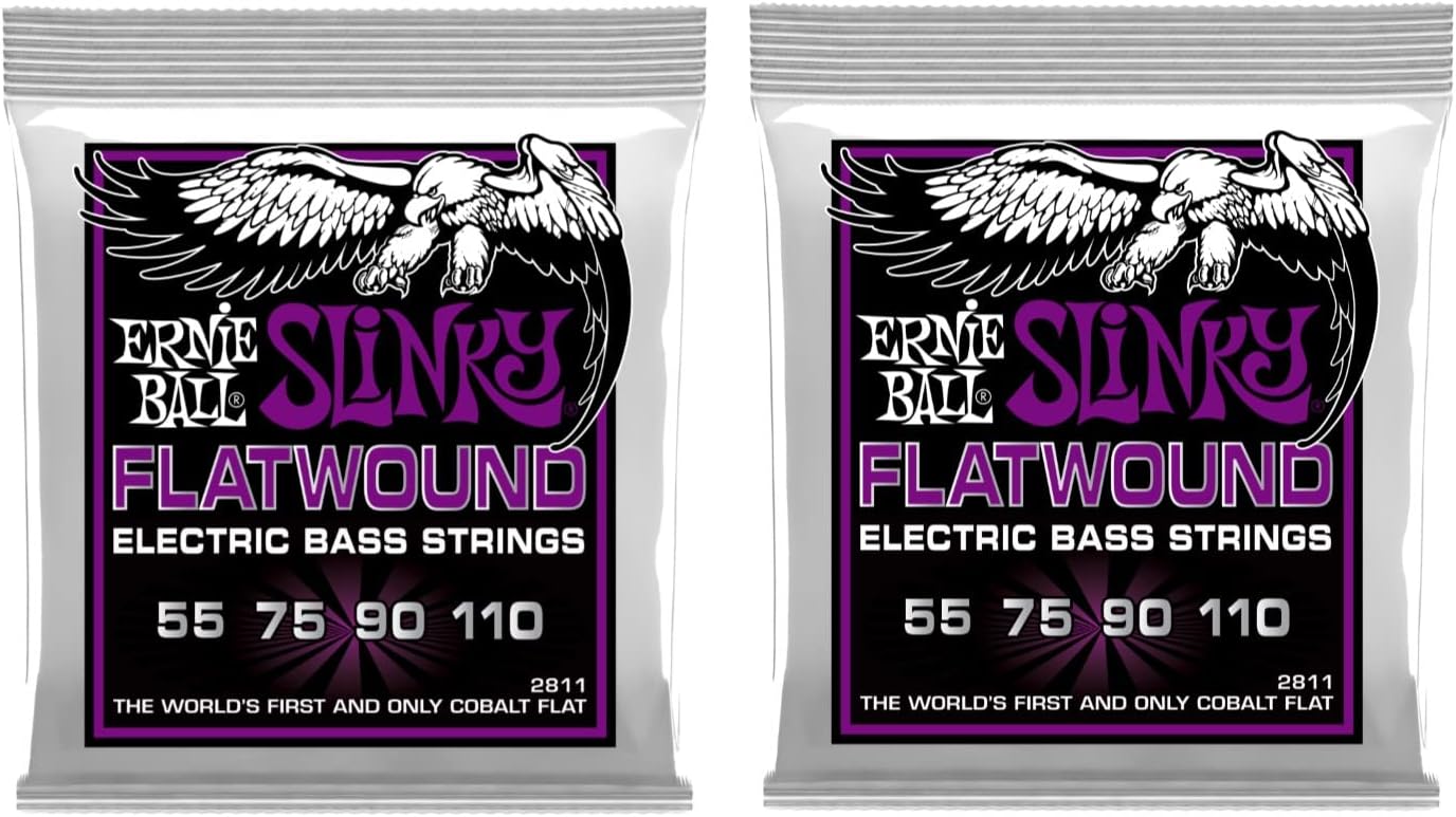2 PACK Ernie Ball P02811 Power Slinky Flatwound Bass Set.055 - .110