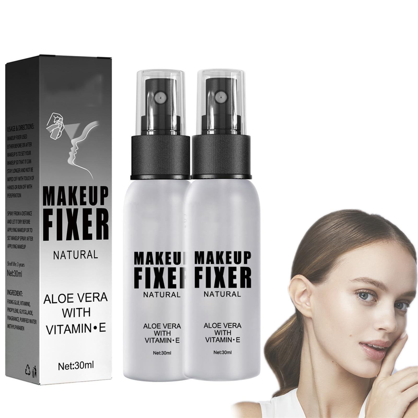 Mikabila Fixierendes,2pcs Fijador De Maquillaje Spray,Spray Fixer Maquillaje Hidratante, Spray Hidratante Refrescante de Larga Duración,Spray Fijador De Maquillaje Hidratante,Para Maquillaje Facial