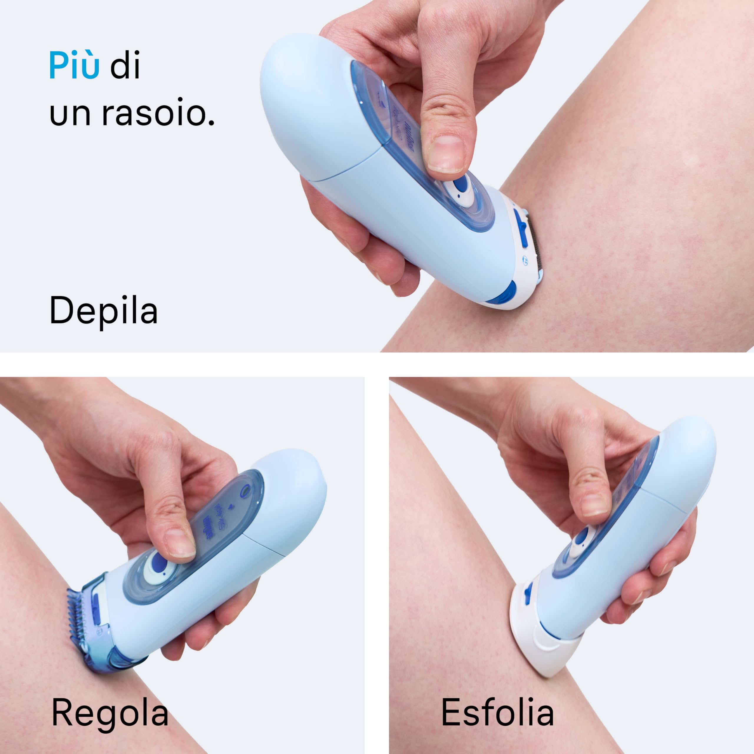 Braun Silk-épil LS5-160 Rasoio Donna Elettrico senza Fili, Rifinitore e Sistema Esfoliante Wet&Dry 3 in 1 con 2 Accessori, Blu