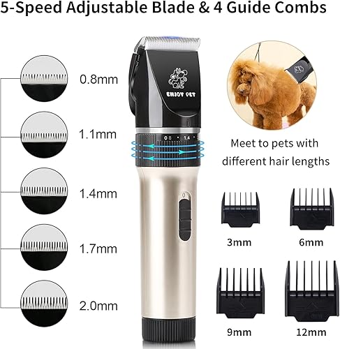 Miniatura 6 de Máquina profesional para cortar pelo en perro y gato con cuchillas desmontables. Máquina inalámbrica, recargable, para cortar y recortar pelo grueso