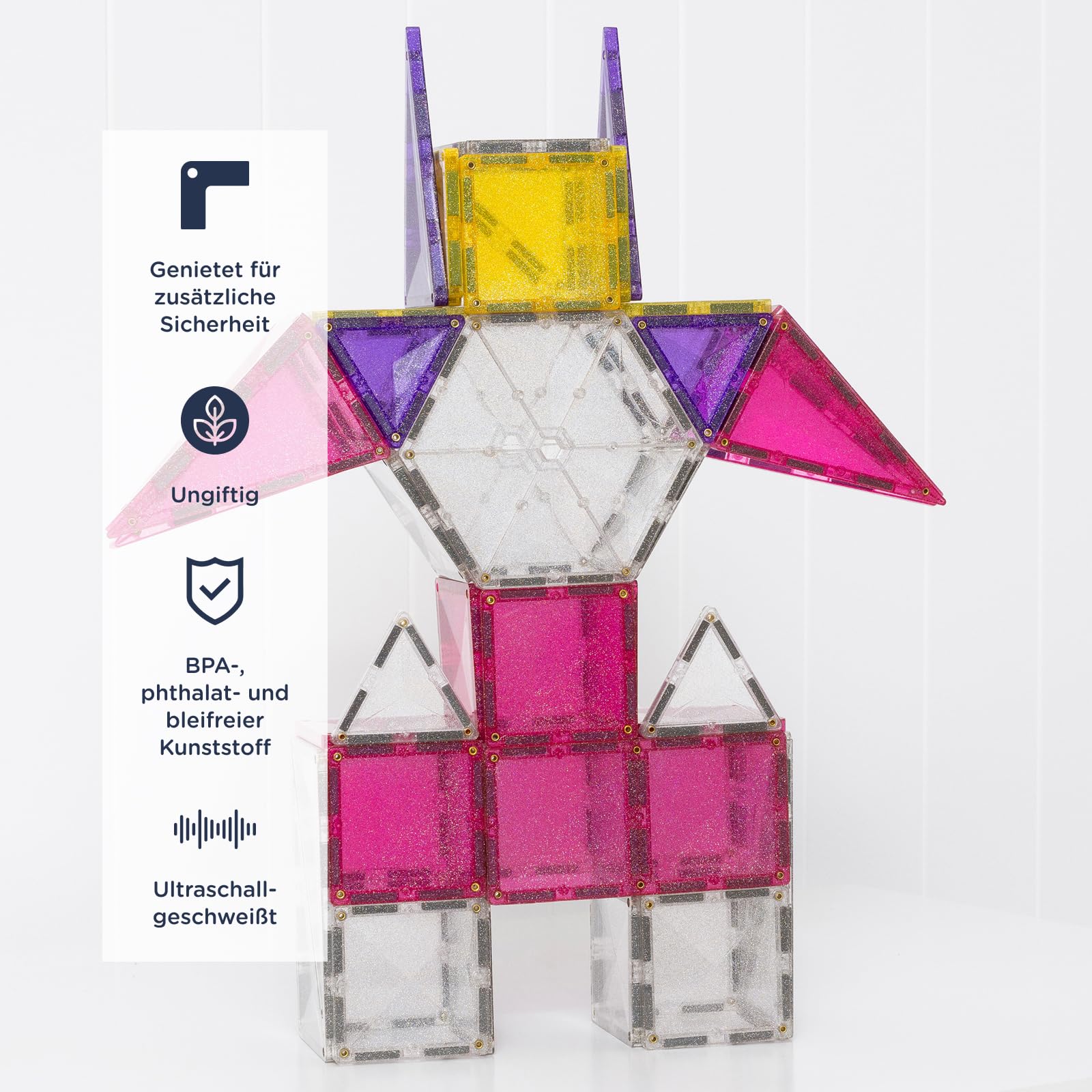 CONNETIX Magnetbausteine Glitzer-Einhorn-Set, 56 Stück