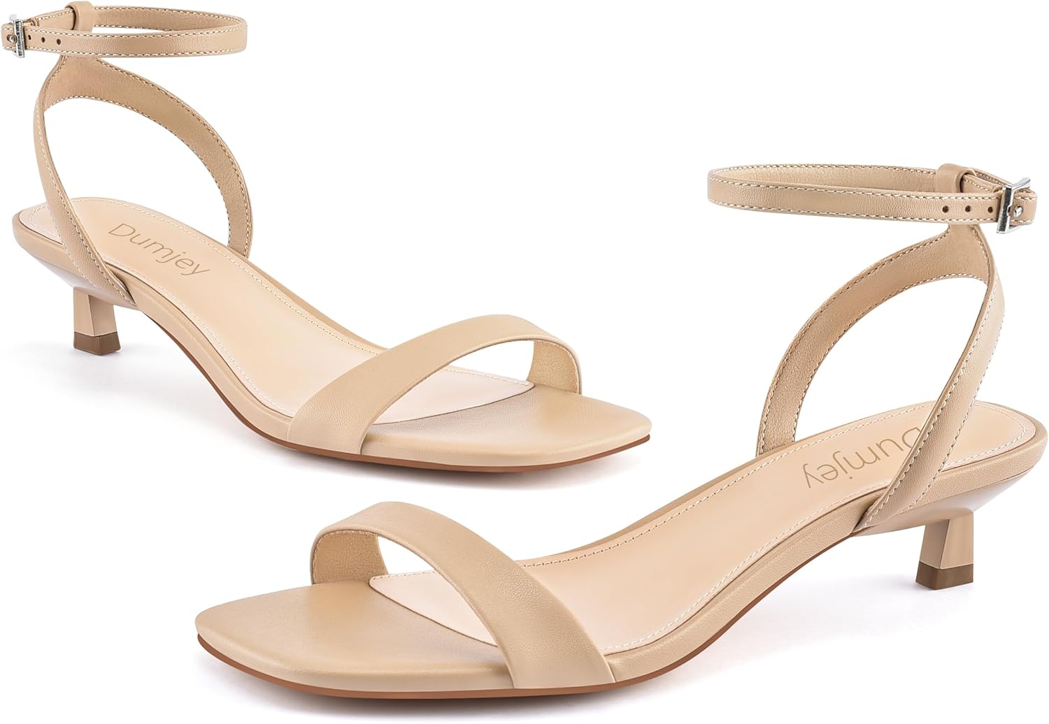 Women Kitten Heel Sandals Ankle Strap Heeled Sandals Square Open Toe Dress Wedding Party Shoes - Image 5