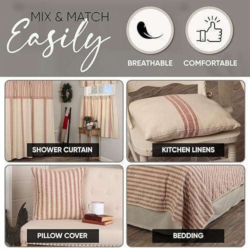 Miniatura 9 de Market Place - Edredón de lujo tamaño King, 100% algodón acolchado con tictac rojo, saco de grano acolchado a mano, ropa de cama para decoración