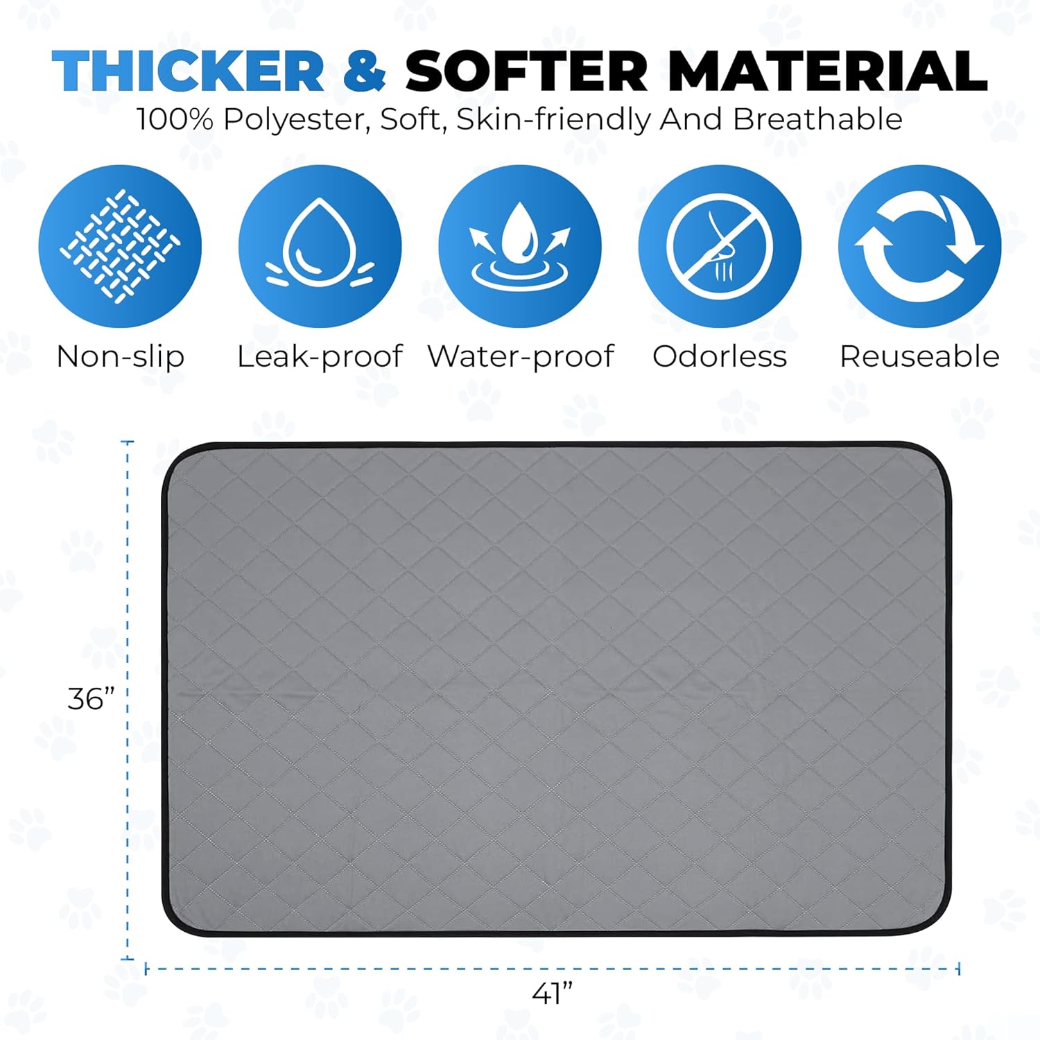 EcoLoo 4-Pack Washable Pee Pads for Dogs — Reusable, Waterproof Training Mats for Puppies & Dogs (Large)