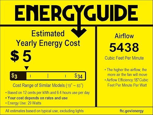 Vista 12 de Eyely EYL9718C Jordon - Ventilador de techo LED integrado de 6 velocidades con aplicación móvil/control remoto, de 52 pulgadas, moderno, industrial