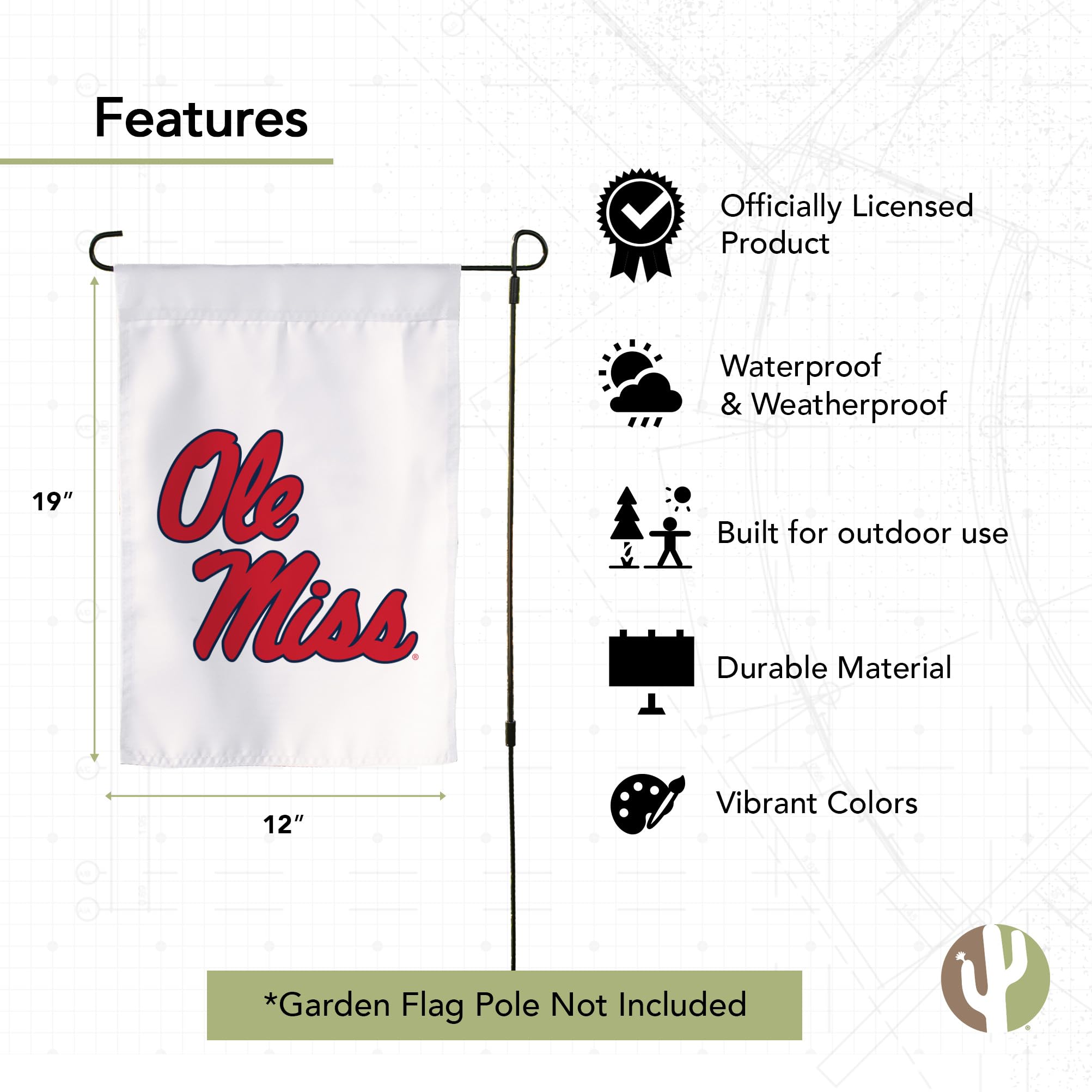 University Of Mississippi Gartenflagge „Rebels“ – Doppelseitig, 100% Polyester, Mit Integriertem Einsatz