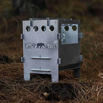 Camping Bear  PyroLite  Firebox Metal Camping Stove with Practical and Folding Multi-Fuel Bag