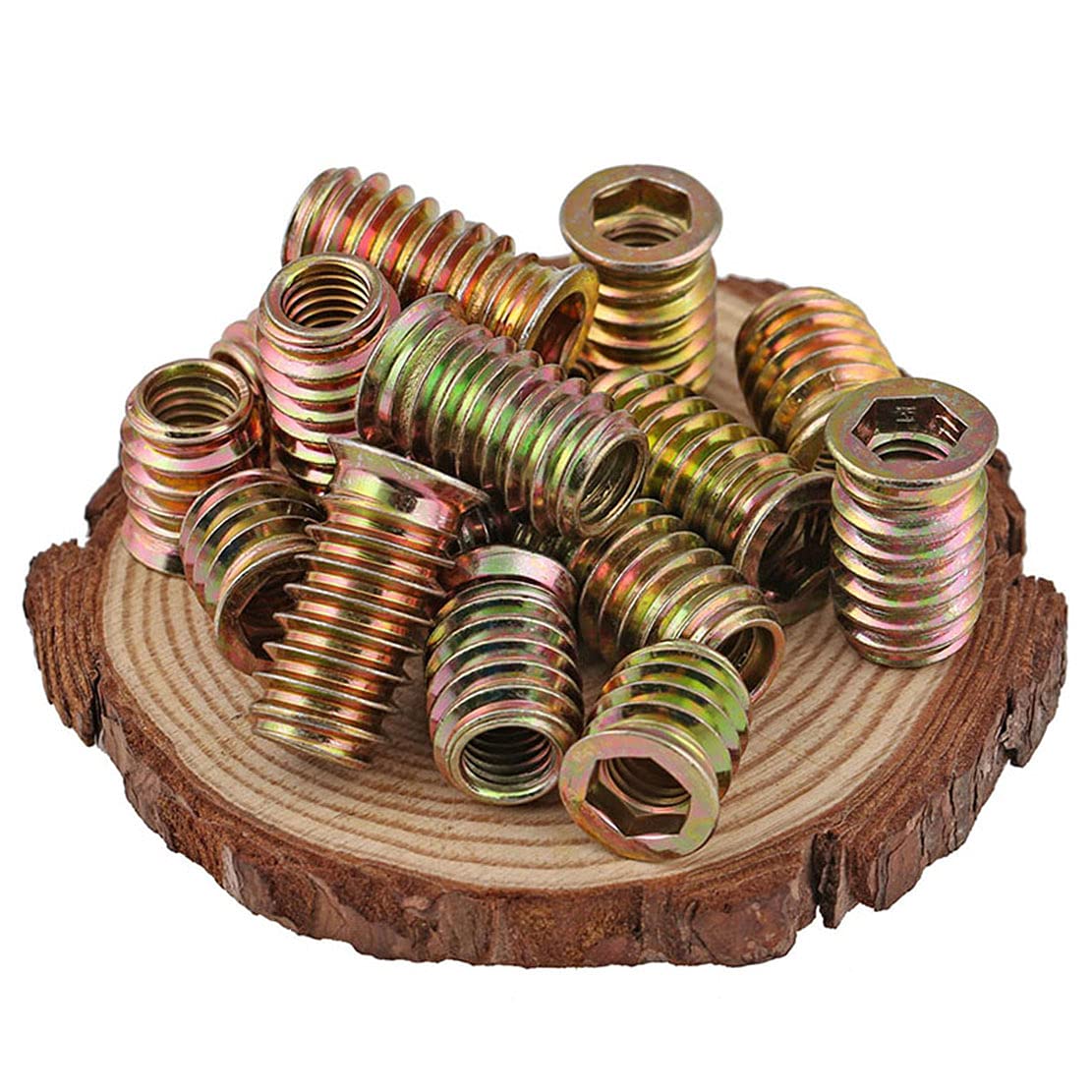 20 pezzi boccole filettate, dadi a testa esagonale, in acciaio al carbonio zincato, M6 M8 M10, filettatura completa Hex (M6 x 13 mm)