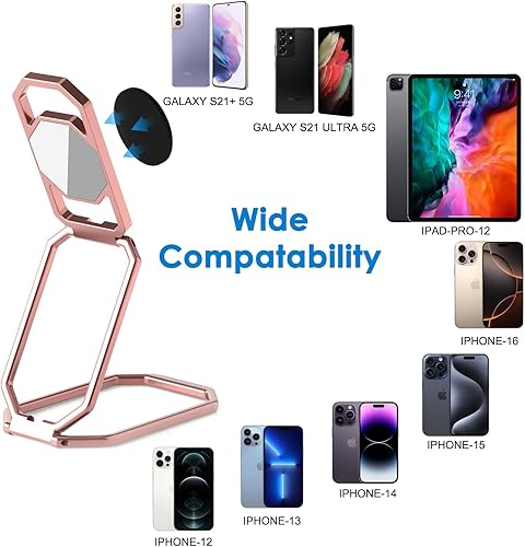 Vista 21 de Soporte plegable para teléfono, soporte de anillo de teléfono, soporte de dedo con rotación de 360°, soporte de teléfono celular, agarre de metal
