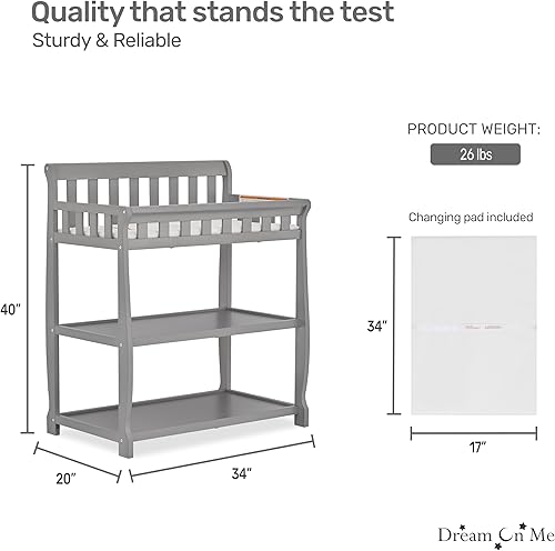 Miniatura 3 de Dream On Me Ashton - Cambiador de mesa, gris acero, 34 x 20 x 40 pulgadas (paquete de 1)