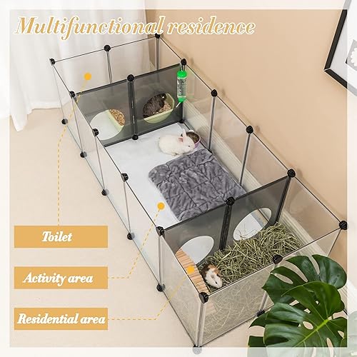 Miniatura 3 de DINMO Corralito para conejos, jaulas de conejillo de indias, jaulas para hámster, interesante diseño de agujeros de juego para animales pequeños,