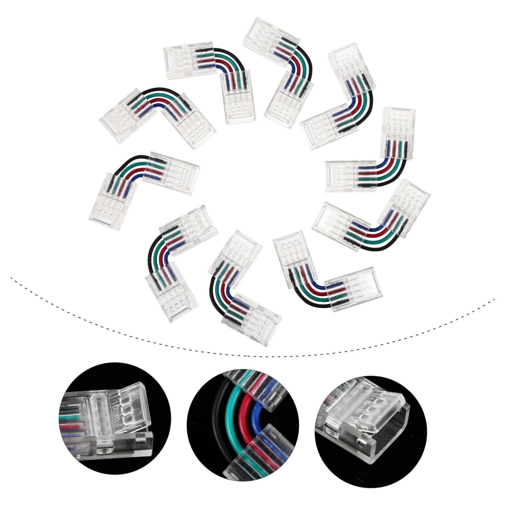 Amosfun 4 Sätze -anschlüsse Für Streifenlichter Lötfrei Leicht Kompakt Für 5050 Smd Rgb- -streifen 10 Stück * 4