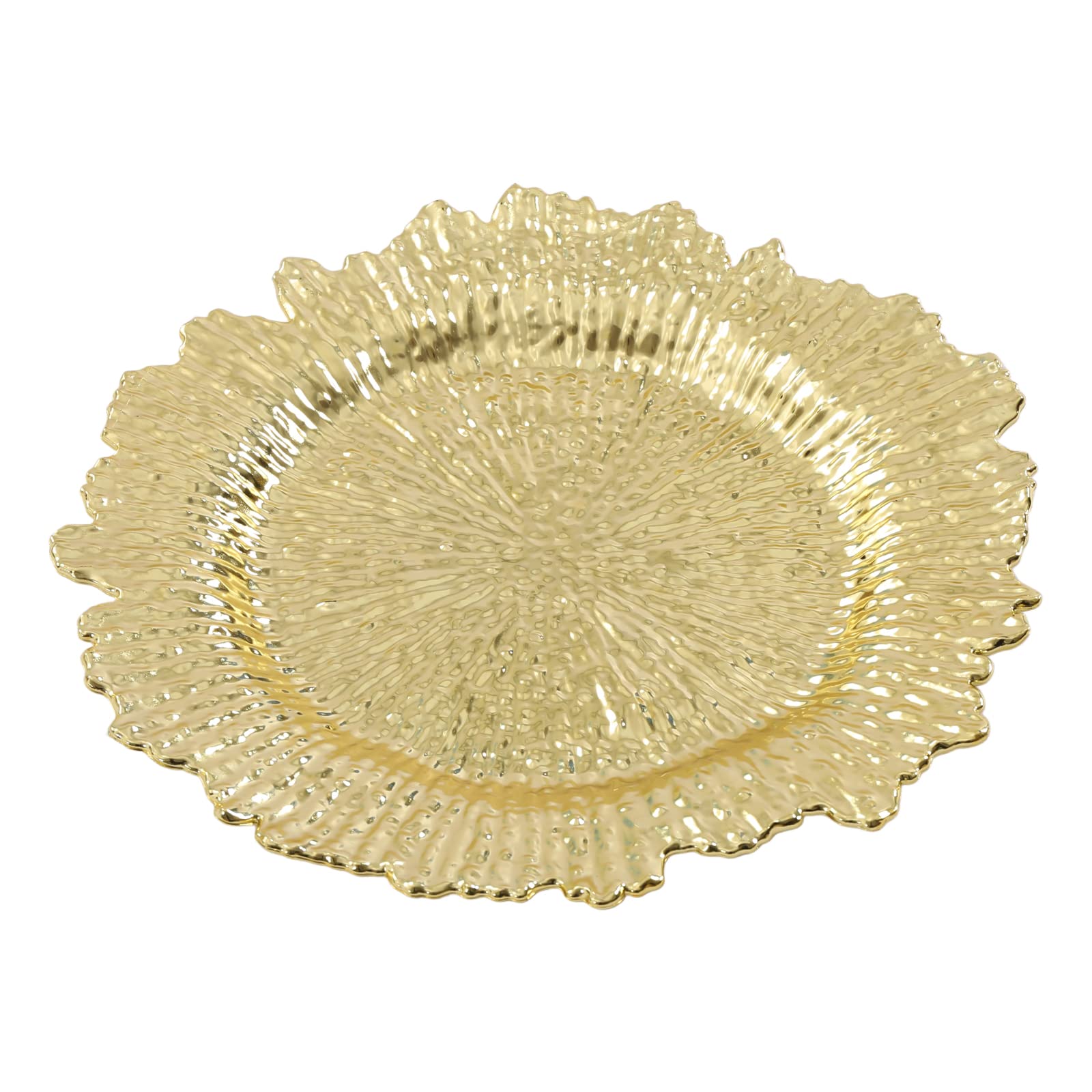 QIUTMER Charger Plates 24pcs Round Plastic Reef Plate Chargers Gold for Dinner Plates Wedding Party Thanksgiving Plates 12.6inch