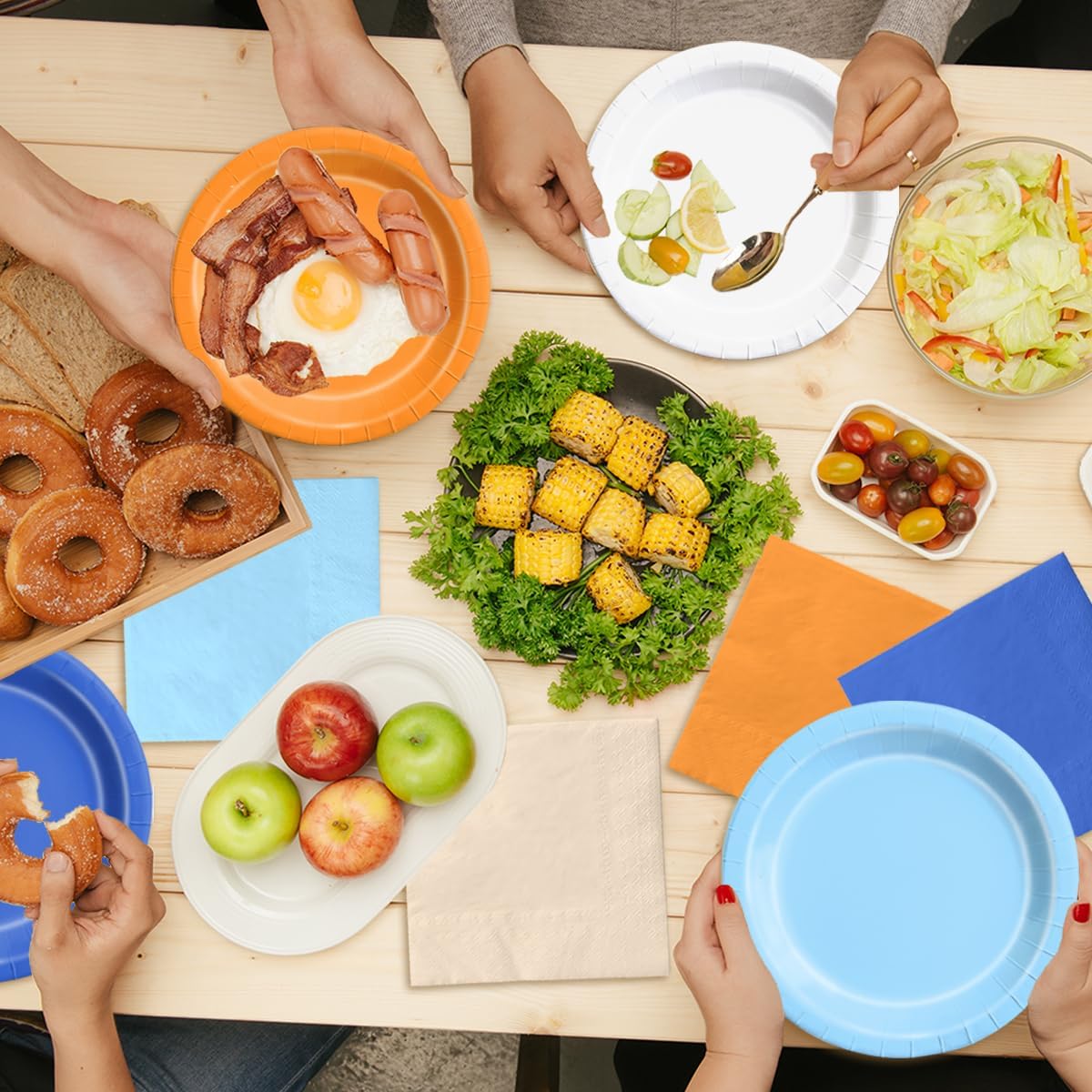 CMUSKO Blue and Orange Party Decorations - 60pcs Orange Light Blue Dog Theme Plates & Napkins Kit for Boy Baby Shower,Birthday - Image 6