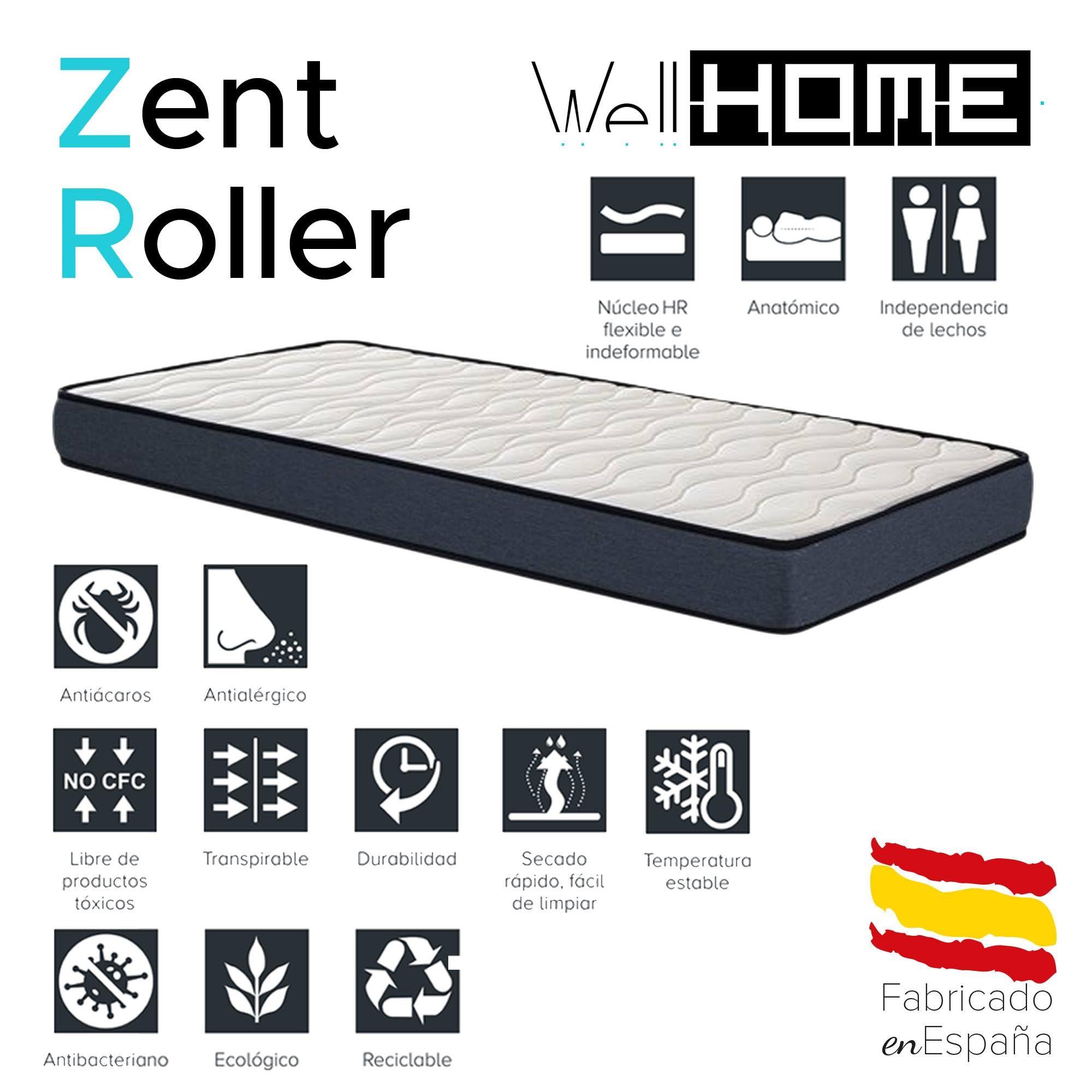 WELL HOME MOBILIARIO & DECORACIÓN Colchón ZENT Roller, Medida 90x190cm (Altura 17cm), Transpirable, Adaptable, Atérmico