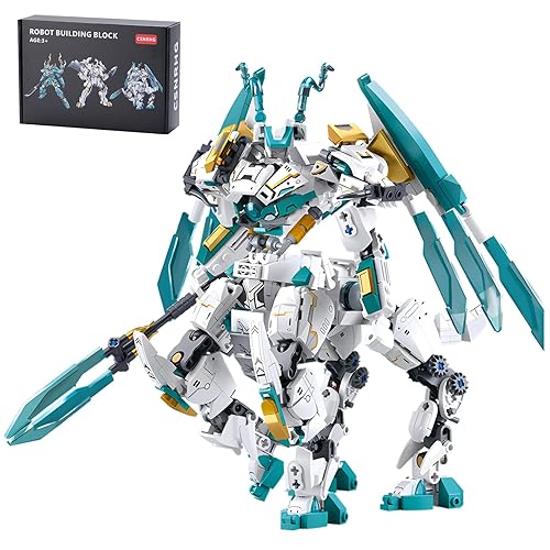 CSNRHG White Horse Dragon Samurai mech Robot Model Knight 2 in 1 Building Blocks Toy Set Mythical Birthday for Age 8+ Children Adults Teens 731 Pieces - us-White dargon horse