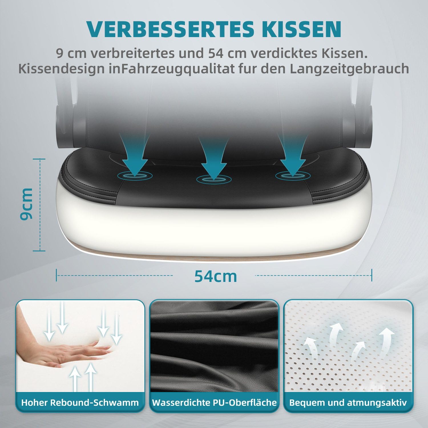 Chefsessel, Bürostuhl mit Klappbare Armlehnen, Schreibtischstuhl, Gaming Stuhl, Bürostuhl Ergonomisch,Bürostühle,Office Chair,135°neigbar,Bürostuhl 150 kg,Chefsessel Bürostuhl,Bürostuhl Leder