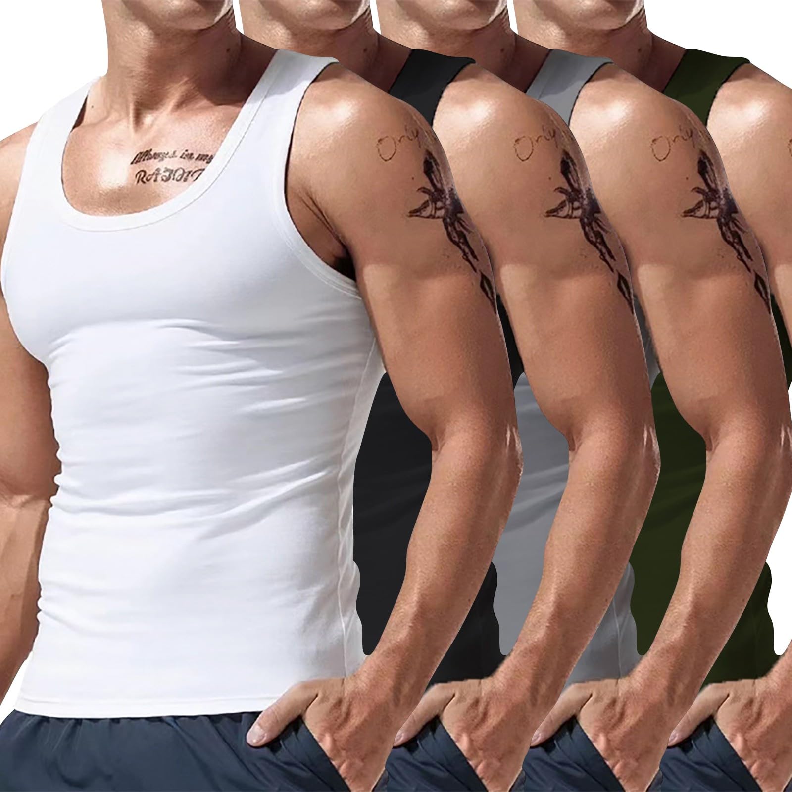 3Er Pack Unterhemd Herren Tank Top Sport Tanktop Sommer Muskelshirt Ärmelloses Tee Einfarbig Shirts Fitness Leicht Tshirt T-Shirt Gym Oberteil Teenager Slim Fit Tshirts Casual Tee T-Shirt