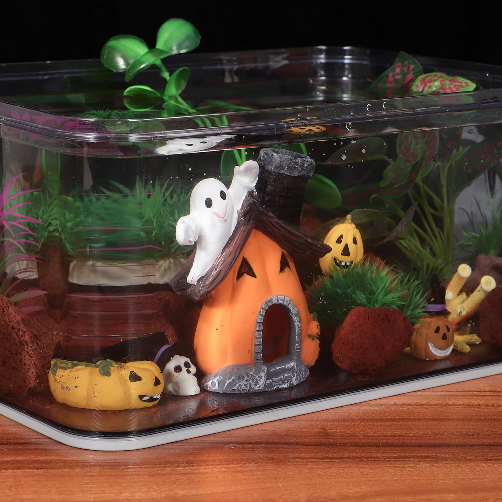 Cabilock Figurines d'halloween en Résine 15 Pièces Miniatures Citrouilles Fantômes Ornements pour Aquarium Décorations De Jardin pour Fêtes D'Intérieur Et Célébrations Effrayantes
