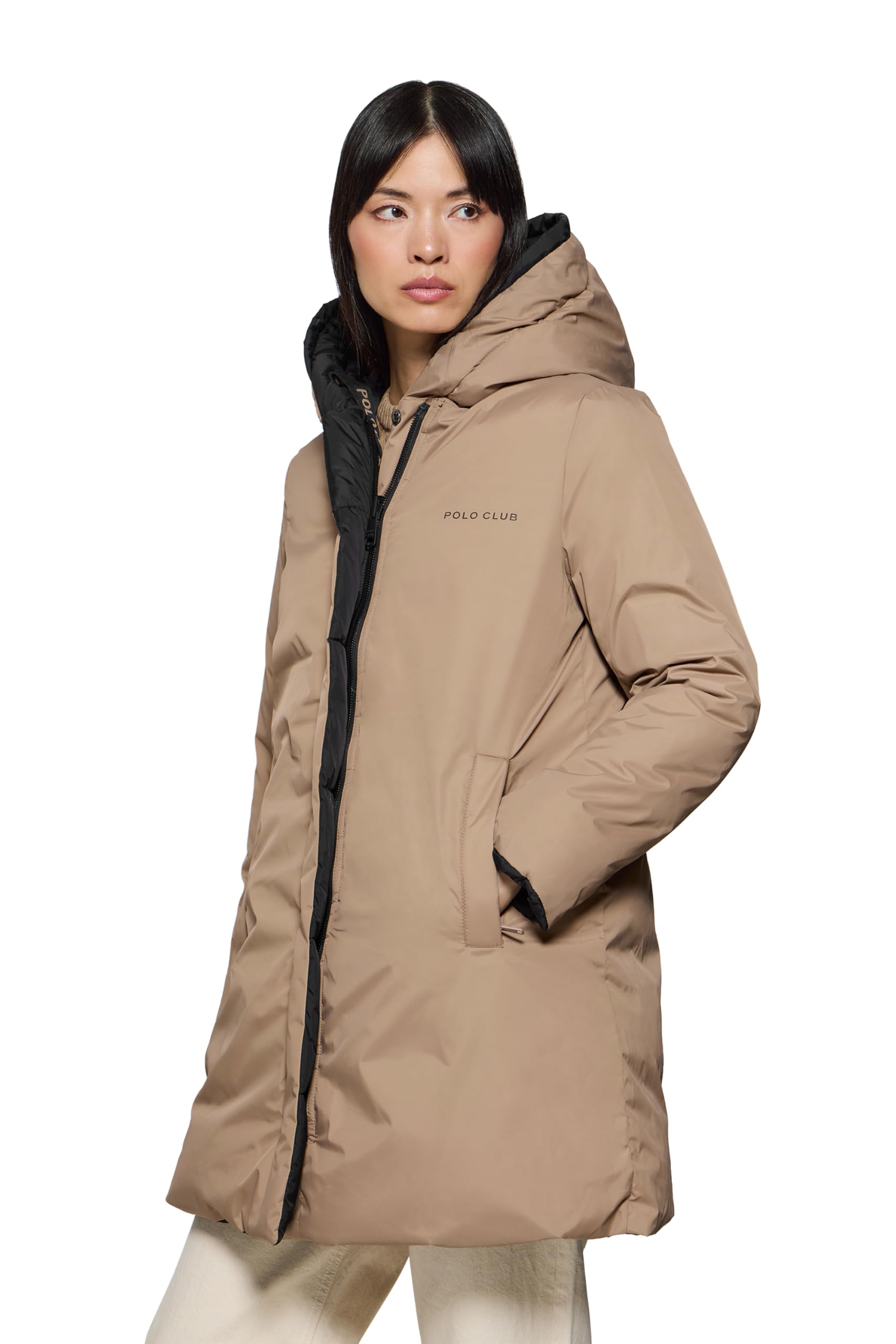 Polo Club Cappotto Reversibile da Donna e con Cappuccio fisso - Giacca Invernale