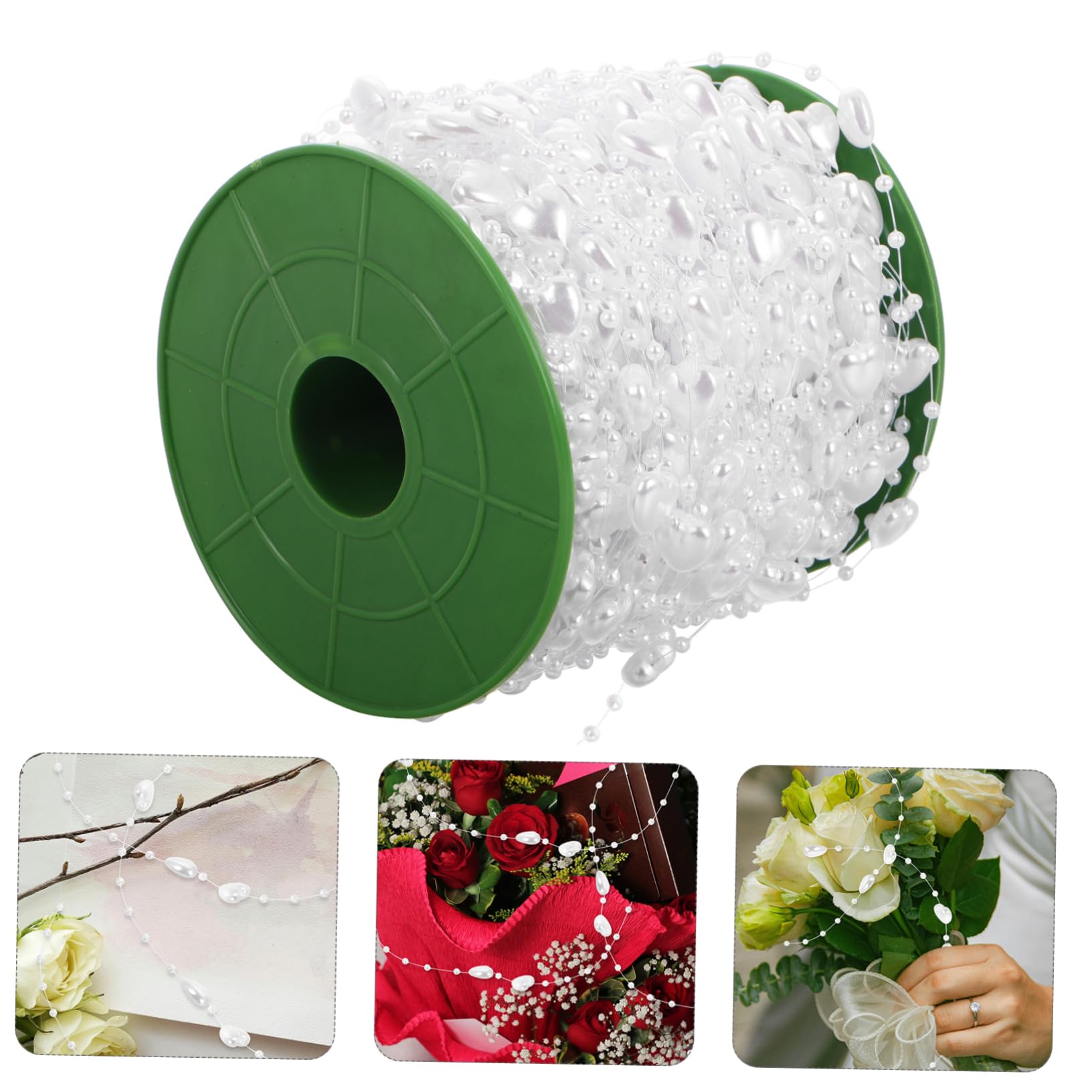 Guirnalda De Perlas De Corazón para Decoración De Eventos Cadenas De Perlas para Manualidades y Ramo De Flores para San Valentín y Bodas
